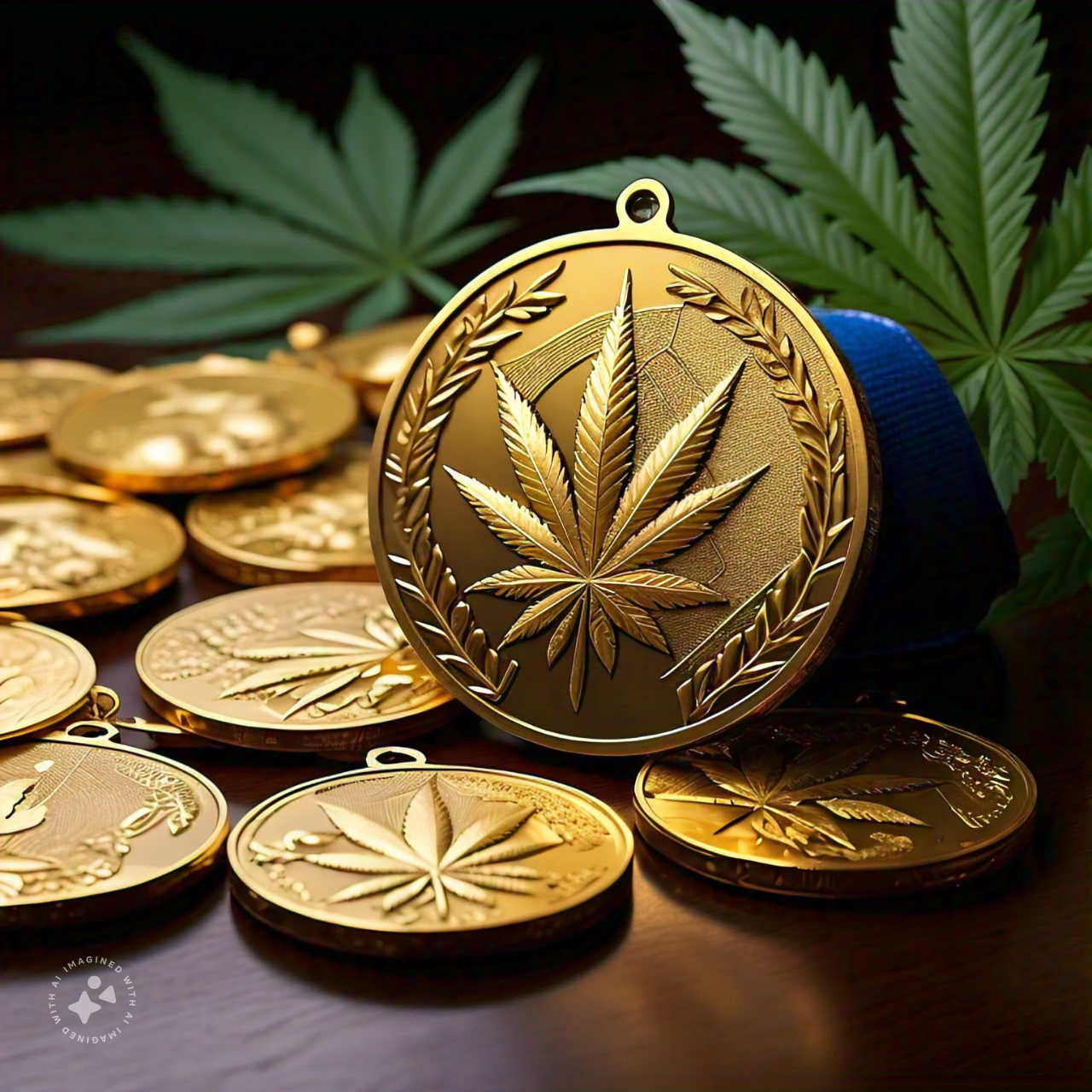 Gold Cannabis Medal generated by Meta AI!